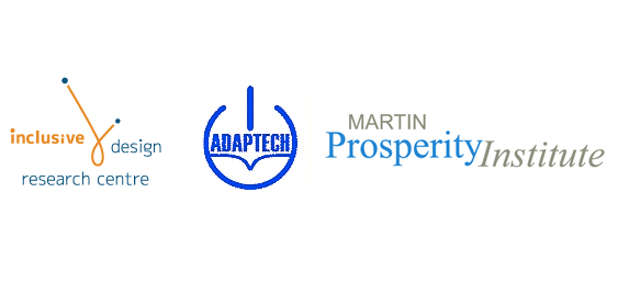 Logos for the Inclusive Design Research Centre, Adaptech and Martin Prosperity Institute.